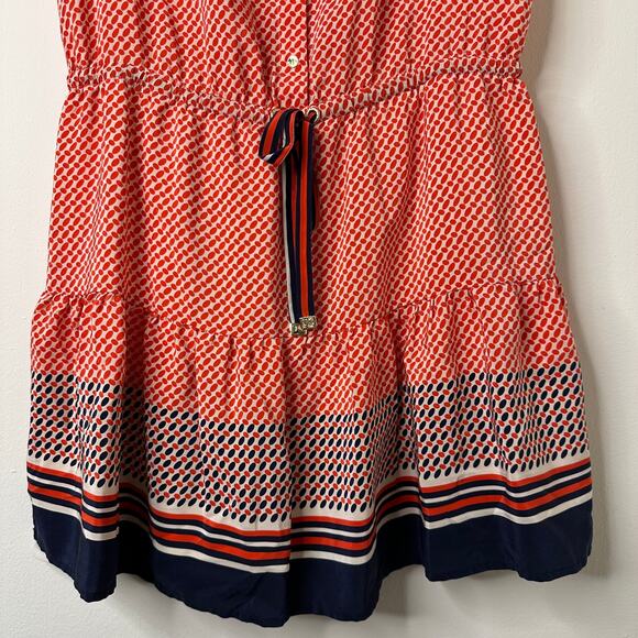 Sz 4 Juicy Couture Silk Polka Dot Stripe Drop Waist Sleeveless Dress Preppy Chic - Picture 4 of 8